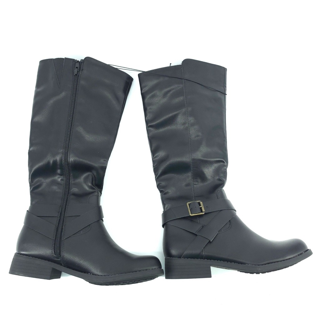 Blue Sol Jamie Black Tall Riding Boots Women's Size 6.5 Buckle Detail NIB